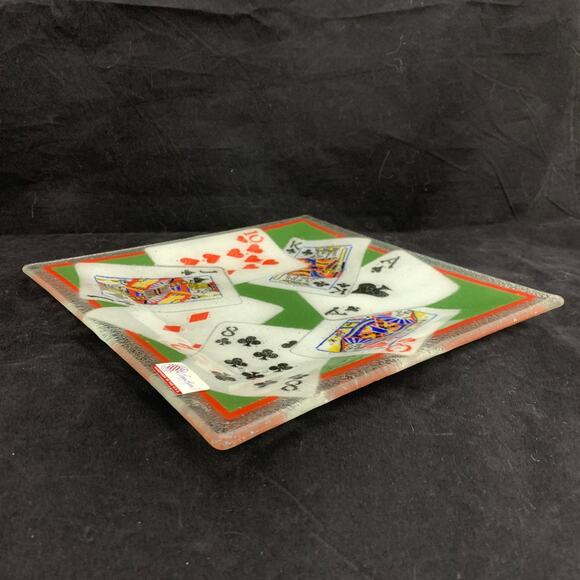 Peggy Karr Fused Glass Playing Cards Serving Platter Bridge Poker Signed 2006 - Picture 9 of 11